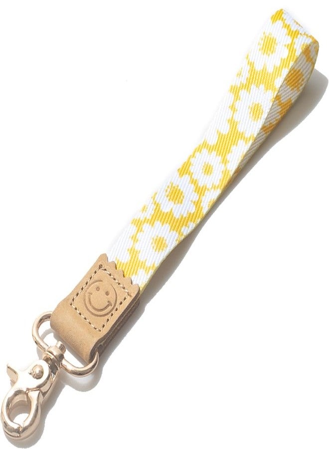 DQL Yellow Daisy Car keychain wristlet for women, wrist keychain strap womens lanyard for keys (Plumeria) - Image 1